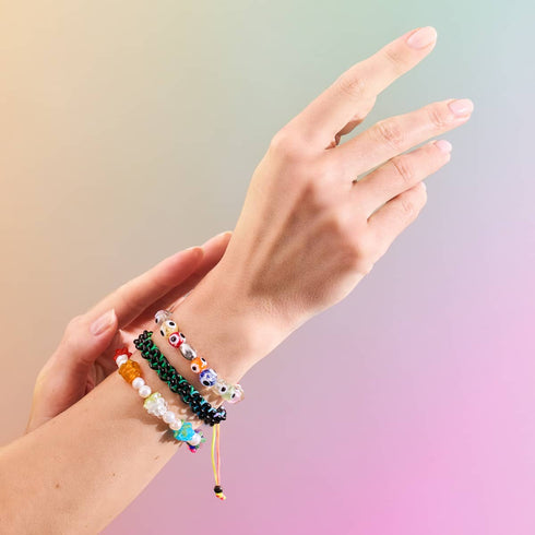 Regenbogen | 925 Sterling Silber | Glühwürmchen-Glas-Armband mit bösem Blick