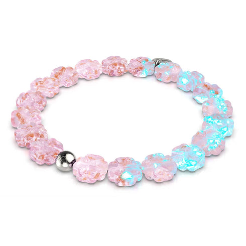 Rosenwasser | Silber | Glühwürmchen-Glasklee-Armband 