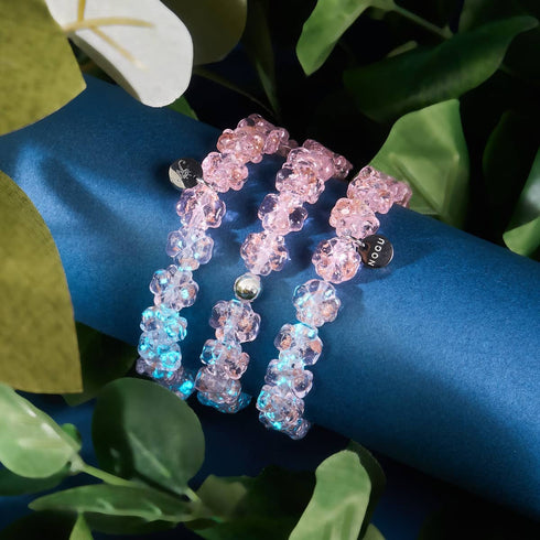 Rosenwasser | Silber | Glühwürmchen-Glasklee-Armband 