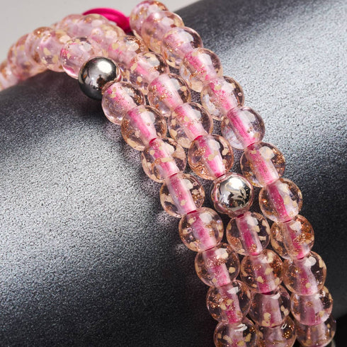 Rosenwasser x Magenta | Mini-Glühwürmchen-Glas-Makramee-Armband
