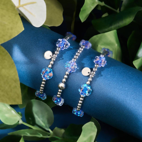 Saphir | Silber | Firefly Glas Klee Essence Armband 