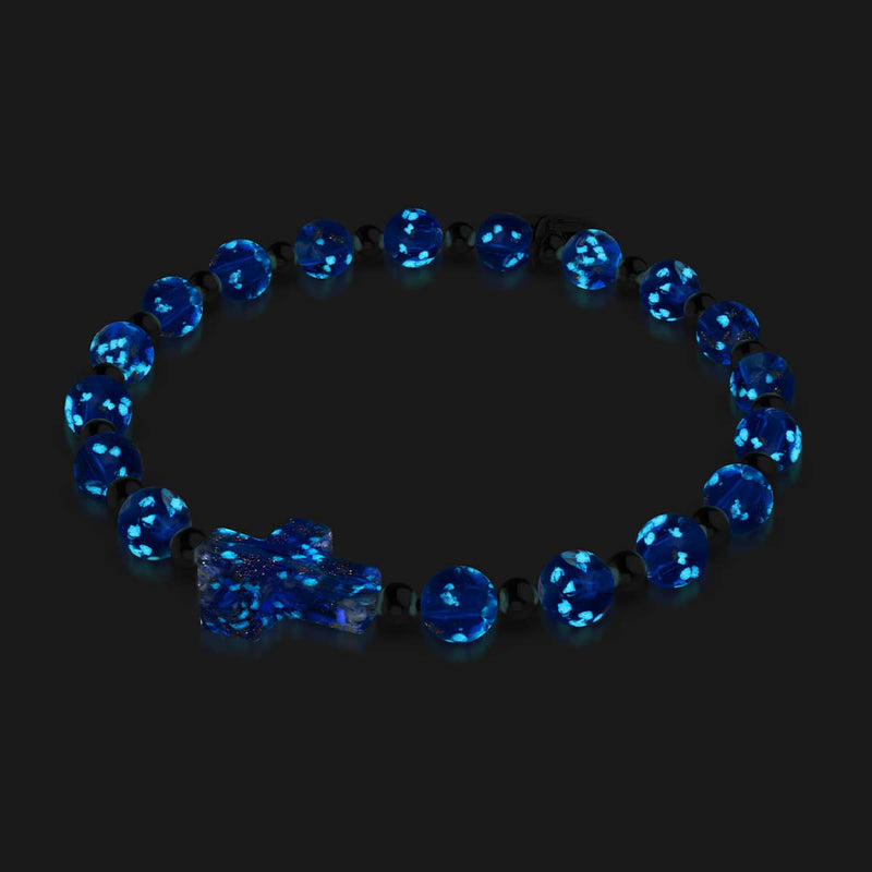 Saphir | Silber | Glühwürmchen-Glas-Kreuzarmband 