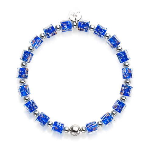 Saphir | Silber | Firefly Glaskieselarmband 