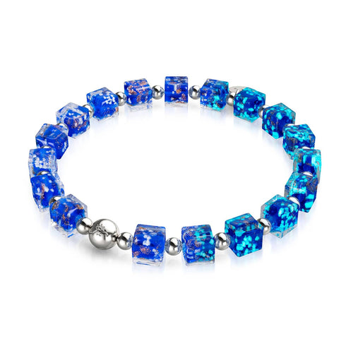 Saphir | Silber | Firefly Glaskieselarmband 
