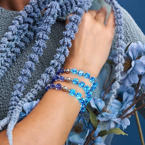 Saphir | Silber | Firefly Glaskieselarmband 