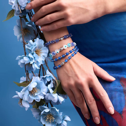 Saphir | Silber | Firefly Glaskieselarmband 