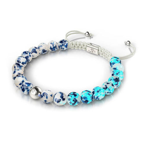 Sternenlichtwellen | Silber | Glühwürmchen-Glas-Makramee-Armband