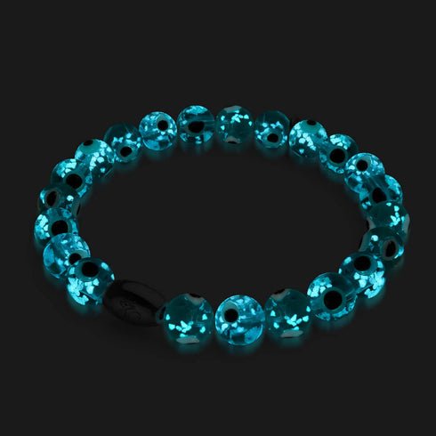 Blaugrün | 925er Sterlingsilber | Glühwürmchen-Glas-Armband mit bösem Blick