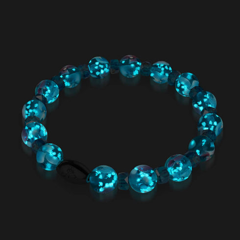 Blaugrüne Orchidee | 925er Sterlingsilber | Glühwürmchen-Glasblütenarmband