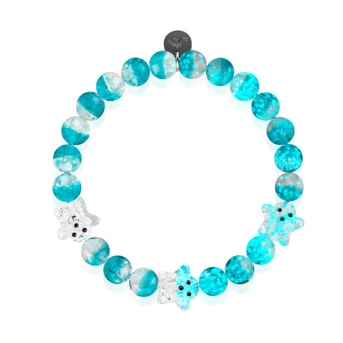 Blaugrünes Phantom | Silber | Glühwürmchen-Glasgeisterarmband 