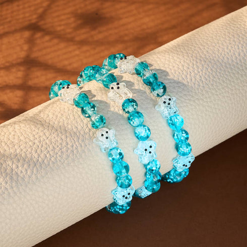 Blaugrünes Phantom | Silber | Glühwürmchen-Glasgeisterarmband 