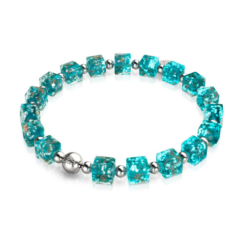Blaugrün | Silber | Firefly Glaskieselarmband