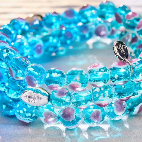 Blaugrün x Pink | 925 Sterling Silber | Firefly Glas Liebesarmband