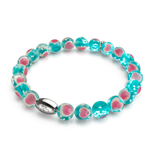 Blaugrün x Pink | 925 Sterling Silber | Firefly Glas Liebesarmband