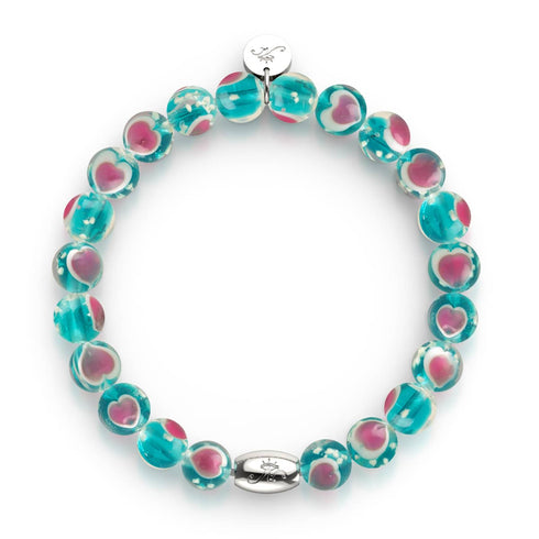 Blaugrün x Pink | 925 Sterling Silber | Firefly Glas Liebesarmband
