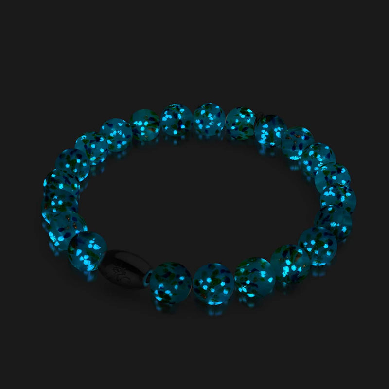 Türkis-Grünminze | 925er Sterlingsilber | Glühwürmchen-Glasarmband