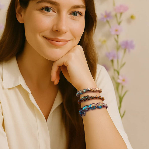 Samtpflaume | Lila Karamell | Firefly Glaswirbel Armband