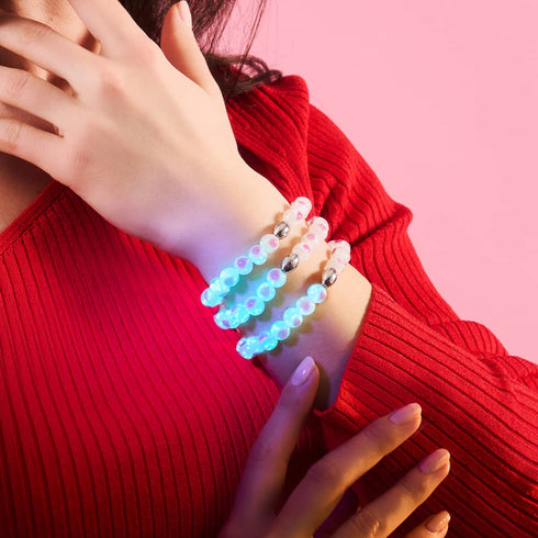 Weiß x Rosa | 925 Sterling Silber | Firefly Glas Liebesarmband