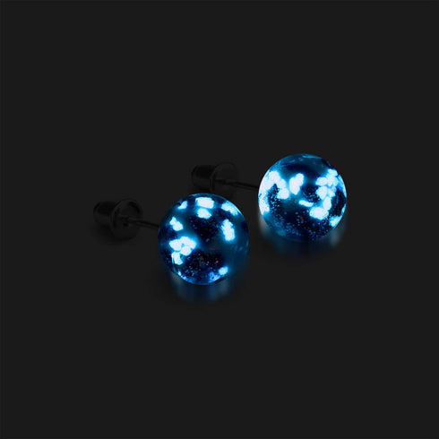 Blaue Iris | 925er Sterlingsilber | Glühwürmchen-Glas-Ohrstecker