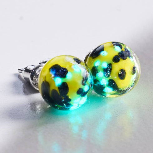 Blauer Limoncello | 925er Sterlingsilber | Glühwürmchen-Glas-Ohrstecker 
