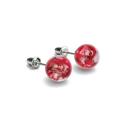 Purpurrot | 925 Sterling Silber | Glühwürmchen-Glas-Ohrstecker