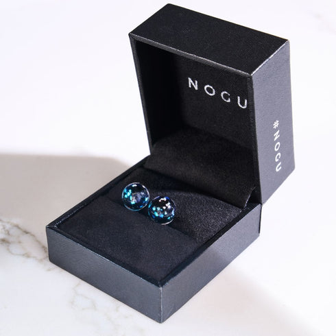Pechschwarz | 925 Sterling Silber | Glühwürmchen-Glas-Ohrstecker 