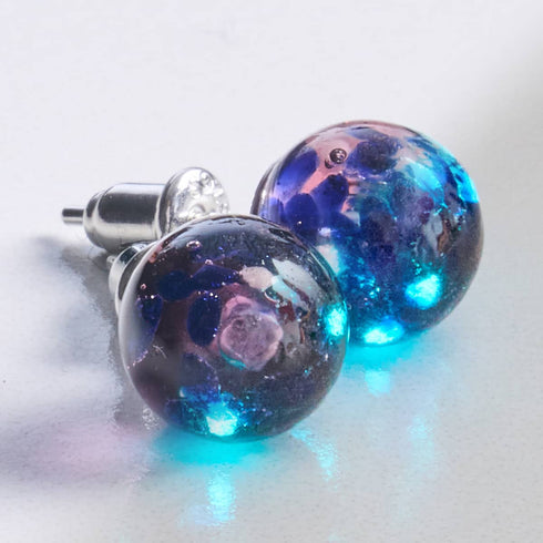 Lila Elixier | 925er Sterlingsilber | Glühwürmchen-Glas-Ohrstecker 