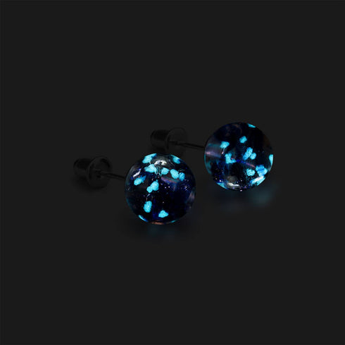 Lila Elixier | 925er Sterlingsilber | Glühwürmchen-Glas-Ohrstecker 