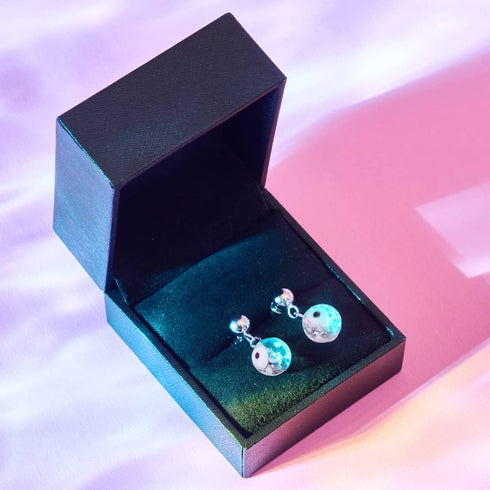 Weiß | 925 Sterling Silber | Firefly Glas Evil Eye Tropfen Ohrstecker 