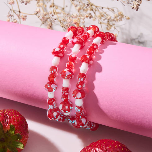 Kardinal | 925 Sterling Silber | Deluxe Glühwürmchen-Glaspilz-Armband 