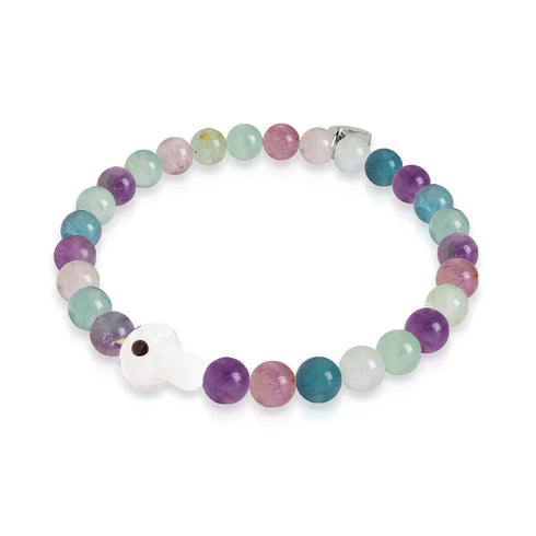 Fluorit | 925er Sterlingsilber | Glühwürmchen-Glaspilz-Edelsteinarmband 