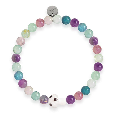 Fluorit | 925er Sterlingsilber | Glühwürmchen-Glaspilz-Edelsteinarmband 