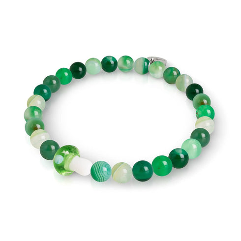 Grüner Achat | 925er Sterlingsilber | Glühwürmchen-Glaspilz-Edelsteinarmband