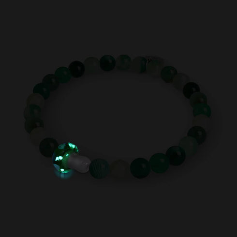 Grüner Achat | 925er Sterlingsilber | Glühwürmchen-Glaspilz-Edelsteinarmband