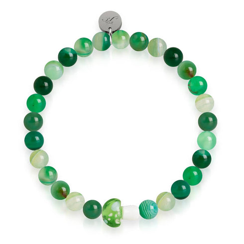 Grüner Achat | 925er Sterlingsilber | Glühwürmchen-Glaspilz-Edelsteinarmband