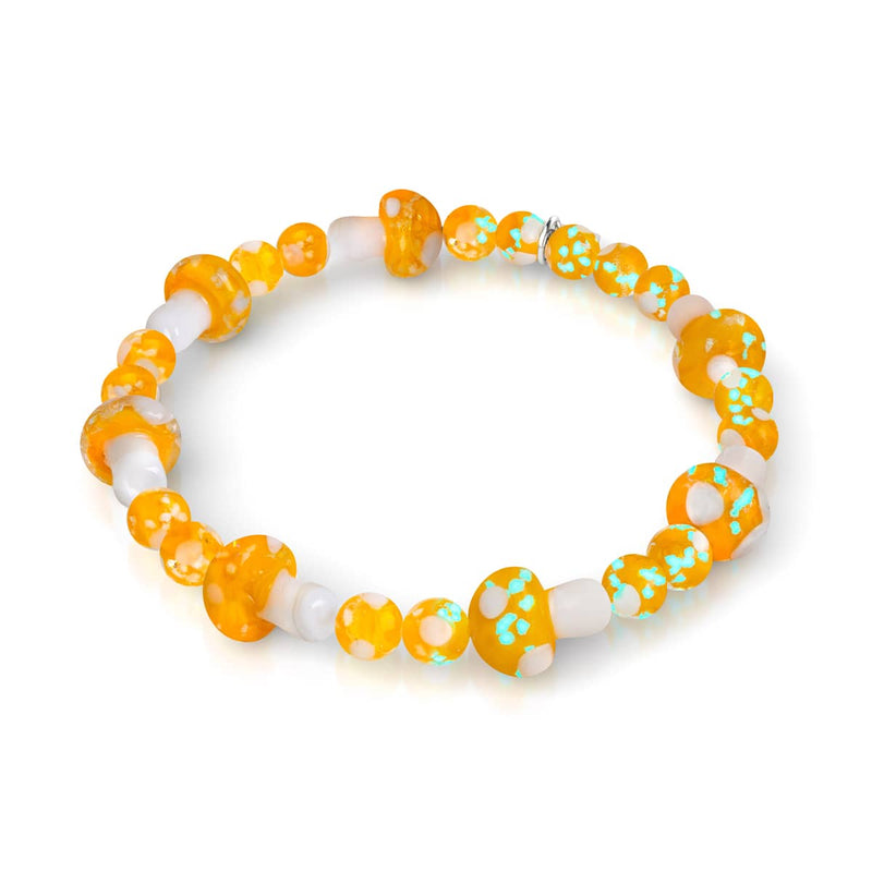 Orange | 925 Sterling Silber | Deluxe Glühwürmchen-Glaspilz-Armband 