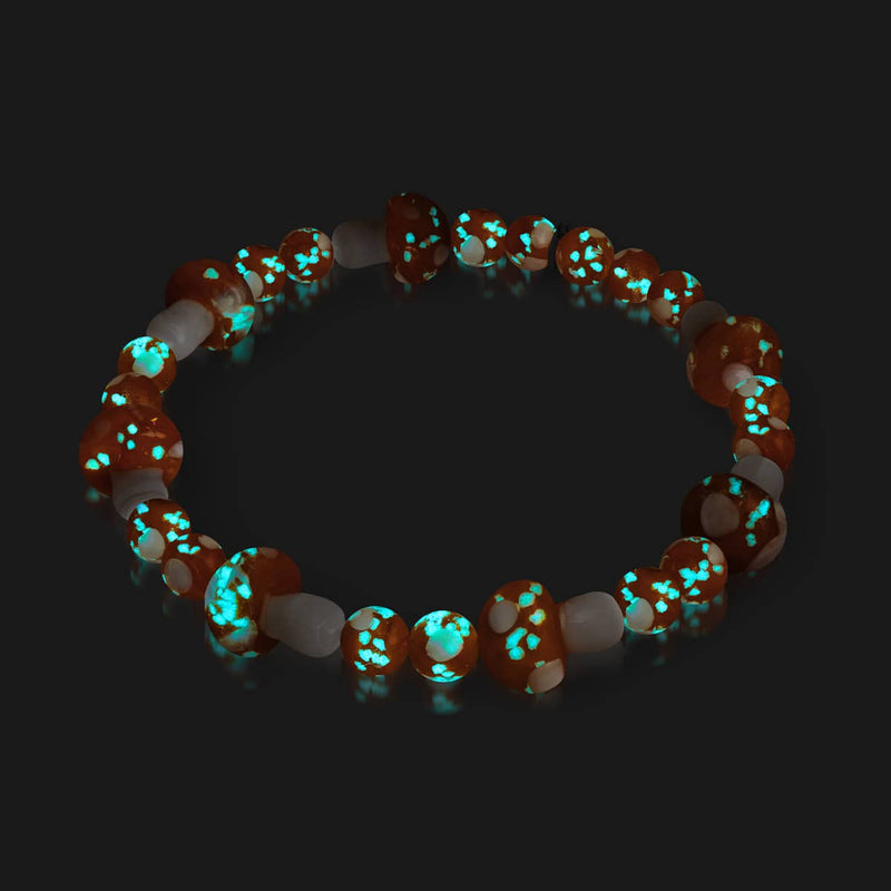 Orange | 925 Sterling Silber | Deluxe Glühwürmchen-Glaspilz-Armband 