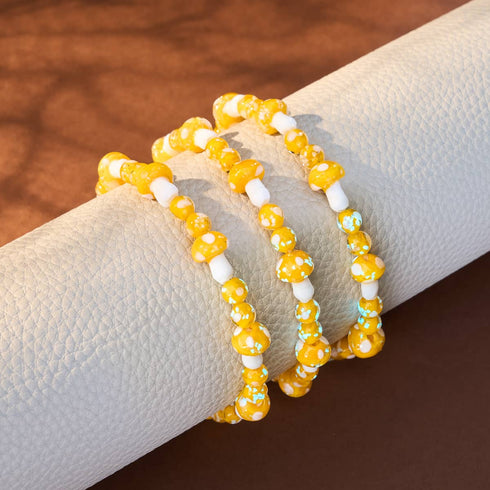 Orange | 925 Sterling Silber | Deluxe Glühwürmchen-Glaspilz-Armband 