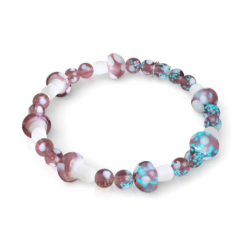 Pflaume | 925 Sterling Silber | Deluxe Glühwürmchen-Glaspilz-Armband 