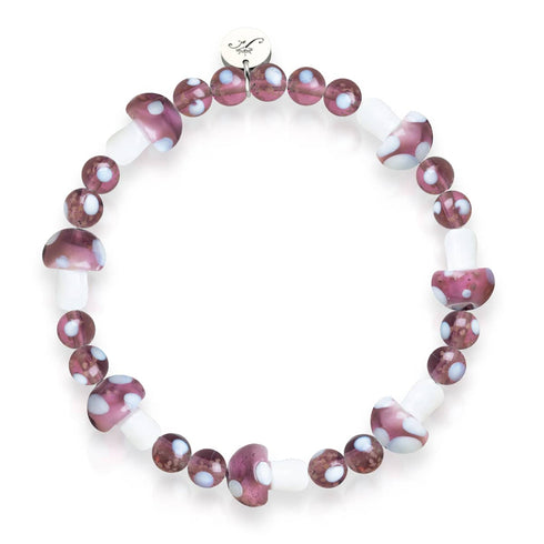 Pflaume | 925 Sterling Silber | Deluxe Glühwürmchen-Glaspilz-Armband 