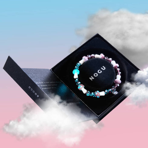 Pflaume | 925 Sterling Silber | Deluxe Glühwürmchen-Glaspilz-Armband 