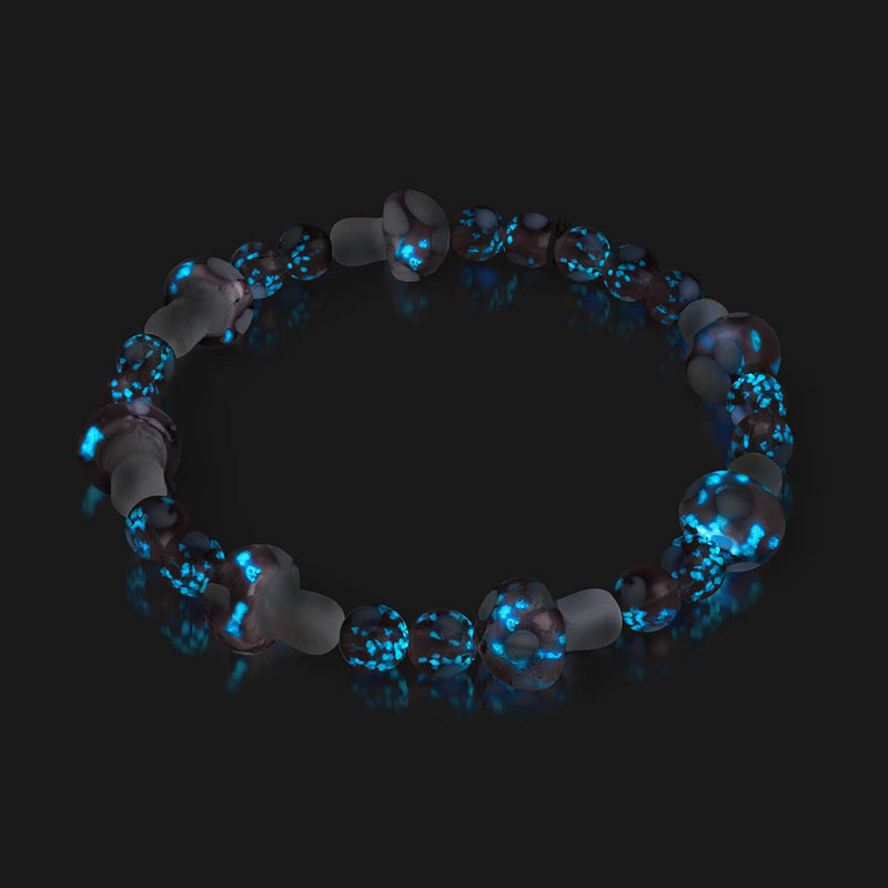 Pflaume | 925 Sterling Silber | Deluxe Glühwürmchen-Glaspilz-Armband 