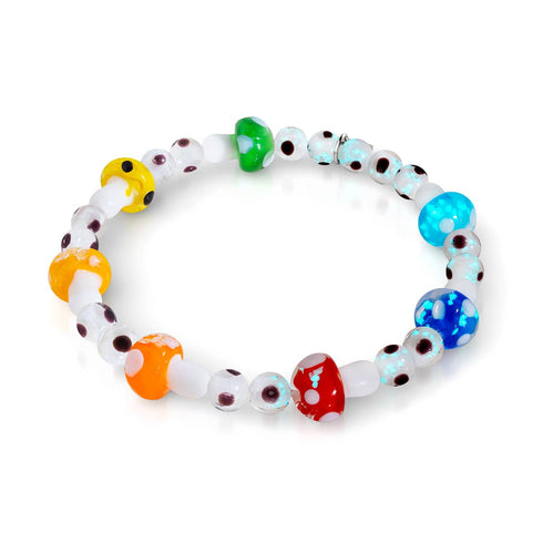 Regenbogen | 925 Sterling Silber | Deluxe Glühwürmchen-Glaspilz-Armband 