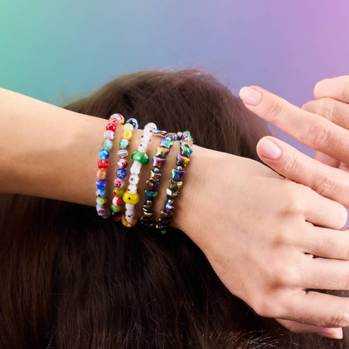 Regenbogen | 925 Sterling Silber | Deluxe Glühwürmchen-Glaspilz-Armband 