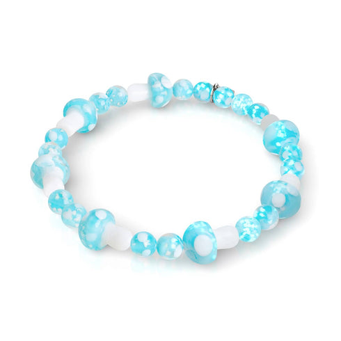 Himmelblau | 925er Sterlingsilber | Deluxe-Armband mit Glühwürmchen-Glaspilz 