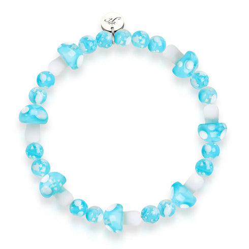 Himmelblau | 925er Sterlingsilber | Deluxe-Armband mit Glühwürmchen-Glaspilz 
