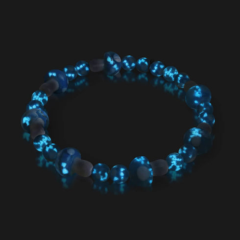 Himmelblau | 925er Sterlingsilber | Deluxe-Armband mit Glühwürmchen-Glaspilz 