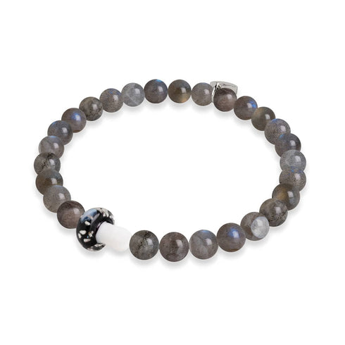 Spektrolith | 925er Sterlingsilber | Glühwürmchen-Glaspilz-Edelsteinarmband 