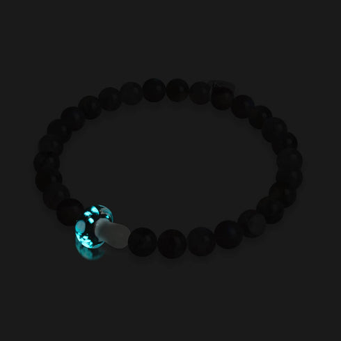 Spektrolith | 925er Sterlingsilber | Glühwürmchen-Glaspilz-Edelsteinarmband 