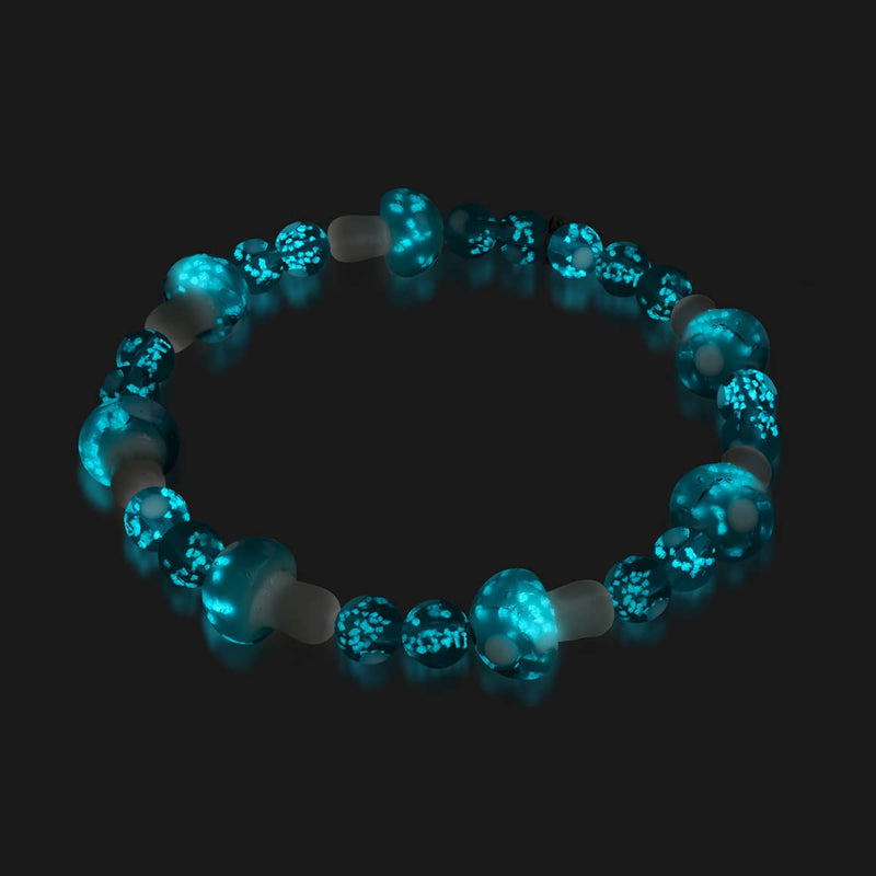 Blaugrün | 925er Sterlingsilber | Deluxe-Armband mit Glühwürmchen-Glaspilz 